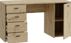FORTE Schreibtisch »Goldsboro« mit 4 Schubladen, Soft-Close, Metallgriffe in schwarz, Breite 145 cm