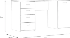 FORTE Schreibtisch »Goldsboro« mit 4 Schubladen, Soft-Close, Metallgriffe in schwarz, Breite 145 cm