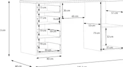 FORTE Schreibtisch »Goldsboro« mit 4 Schubladen, Soft-Close, Metallgriffe in schwarz, Breite 145 cm