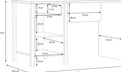 FORTE Schreibtisch »High Rock« mit Tür & Schublade, Industrial-Look, Knieblende, Breite 120 cm