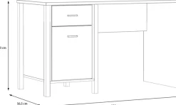 FORTE Schreibtisch »High Rock« mit Tür & Schublade, Industrial-Look, Knieblende, Breite 120 cm