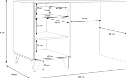 FORTE Schreibtisch »Lya« Schreibtisch, Metallfüße, Griffschlaufen, trendiges Design