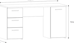 FORTE Schreibtisch »Neuss« mit 3 Schubladen & 1 Tür, funktional, Breite 138 cm