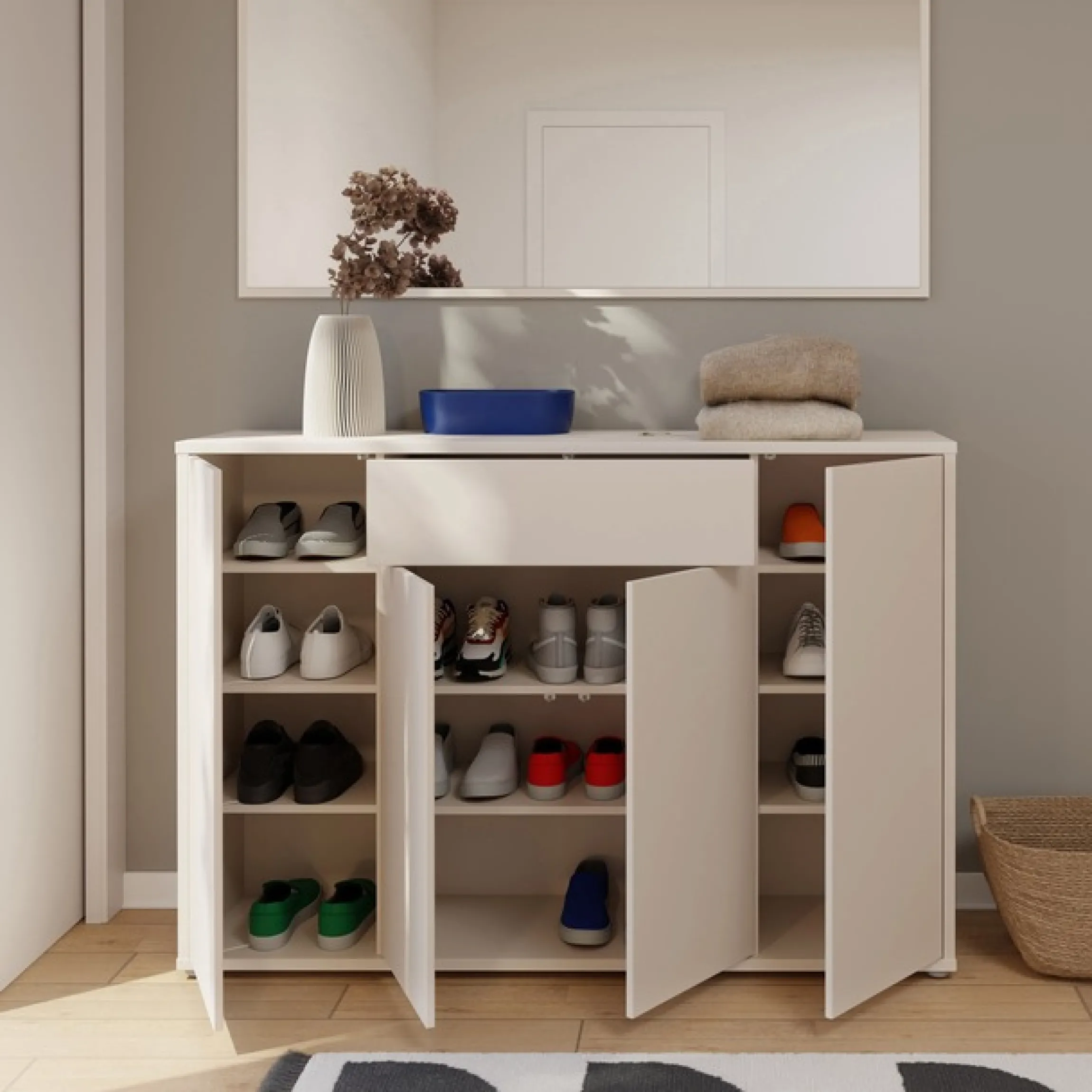 FORTE Schuhschrank »Alice Springs« B/H/T 143,9/99,1/34,9 cm Push to open, 28Paar Schuhe