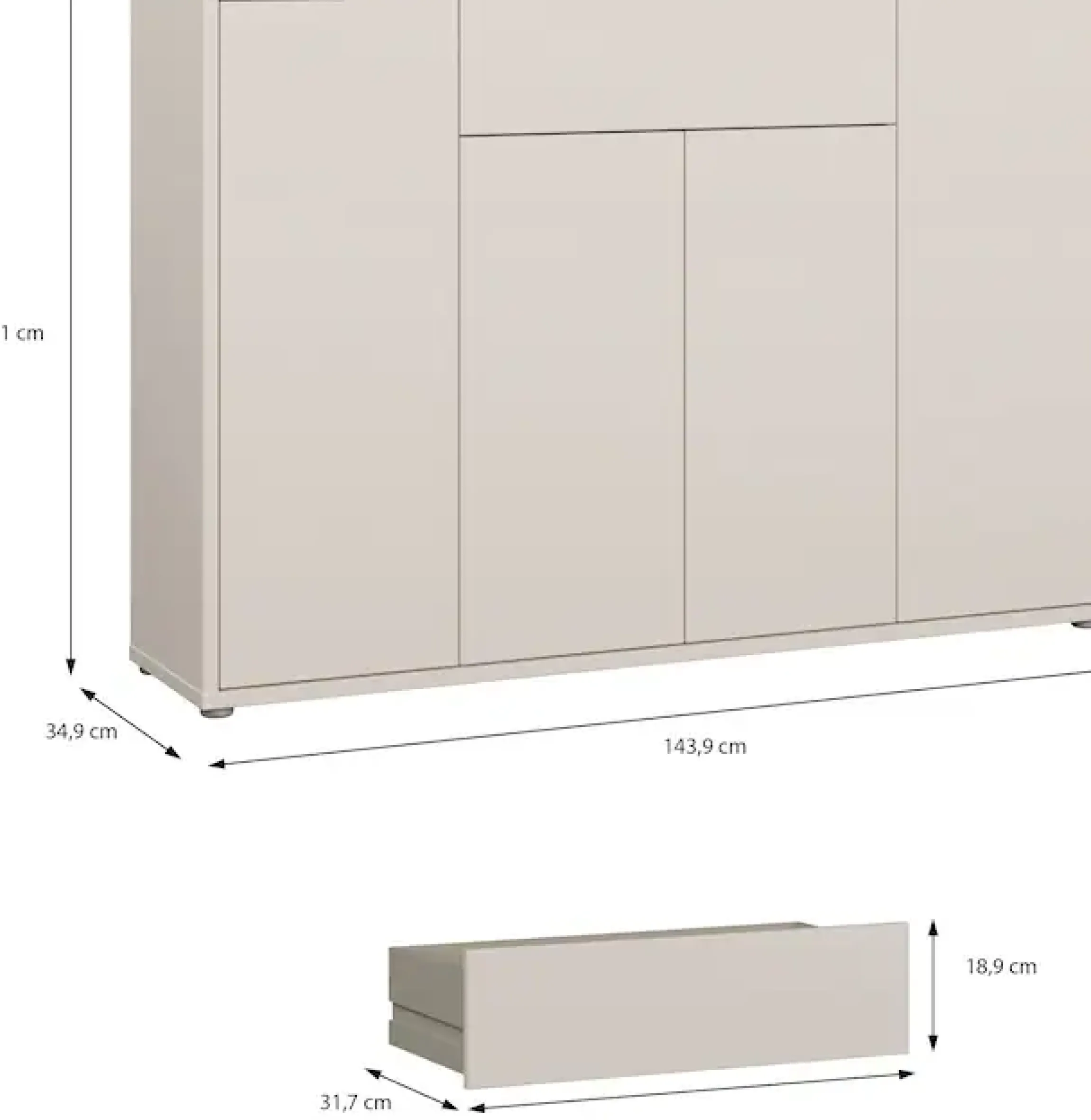 FORTE Schuhschrank »Alice Springs« B/H/T 143,9/99,1/34,9 cm Push to open, 28Paar Schuhe