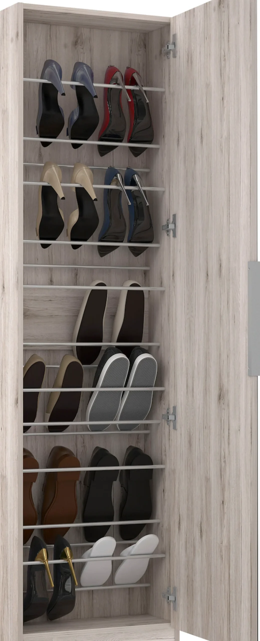 FORTE Schuhschrank »Calma Schuhschrank, Spiegeltüre, 12 Paar Schuhe, Türanschlag wählbar« B/H/T : 50/179,7/20 cm,Schuhschrank mit Spiegeltüre , 180cm hoch, 12 Paar Schuhe