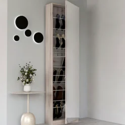 FORTE Schuhschrank »Calma Schuhschrank, Spiegeltüre, 12 Paar Schuhe, Türanschlag wählbar« B/H/T : 50/179,7/20 cm,Schuhschrank mit Spiegeltüre , 180cm hoch, 12 Paar Schuhe
