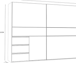 FORTE Schwebetürenschrank mit 3 Schubladen