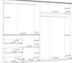 FORTE Schwebetürenschrank mit 3 Schubladen