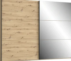 FORTE Schwebetürenschrank »Trondheim, Kleiderschrank mit Spiegel, Industrial Design, 2-Türen« B/H/T ca. 270/210/63cm,Holzdekor: Artisan Eiche