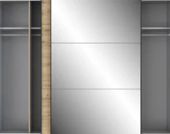 FORTE Schwebetürenschrank »Trondheim, Kleiderschrank mit Spiegel, Industrial Design, 2-Türen« B/H/T ca. 270/210/63cm,Holzdekor: Artisan Eiche
