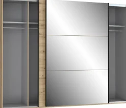 FORTE Schwebetürenschrank »Trondheim, Kleiderschrank mit Spiegel, Industrial Design, 2-Türen« B/H/T ca. 270/210/63cm,Holzdekor: Artisan Eiche