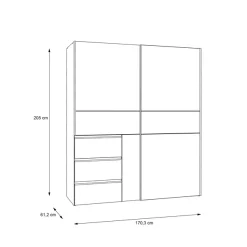 FORTE Schwebetürenschrank »Winn2« mit Spiegel und 3 Schubkästen