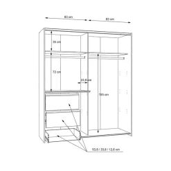 FORTE Schwebetürenschrank »Winn2« mit Spiegel und 3 Schubkästen