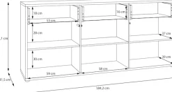 FORTE Sideboard »Alice Springs, Sideboard, Breite 184,2 cm, viel Stauraum« Schubkästen mit Vollauszug, Push to open, grifflos