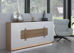 FORTE Sideboard »Attention« 3 Türen, 7 Fächer und integrierter Schubkasten,Sideboard, Beleuchtung, Soft Close, Stauraum, Breite 194,6cm