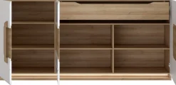 FORTE Sideboard »Attention« 3 Türen, 7 Fächer und integrierter Schubkasten,Sideboard, Beleuchtung, Soft Close, Stauraum, Breite 194,6cm