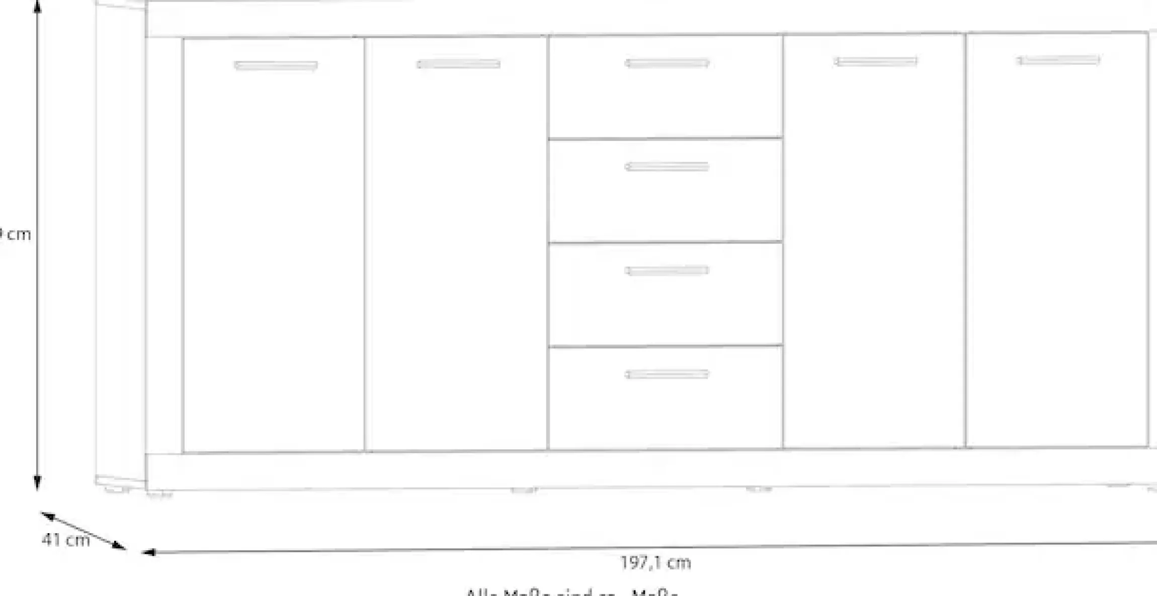 FORTE Sideboard »Baccio« Breite ca. 197 cm, 4 Türen, 4 Schubladen