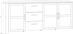 FORTE Sideboard »Bohol, großes Sideboard,Breite 2,20 mtr. Soft-Close, Stauraum« B/H/T 220,8/87/42cm, 3 Türen, 3 SK