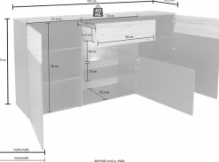 FORTE Sideboard »Como« Kommode, Stauraumschrank, LED Beleuchtung, Soft Close, Stauraum