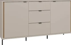 FORTE Sideboard »Forte Seravel Sideboard 160 cm, Kashmir Beige/Mauvella Eiche« B/H/T 158,8/87,2/41,5 viel Stauraum, Lamellenoptik