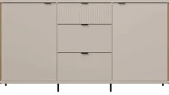 FORTE Sideboard »Forte Seravel Sideboard 160 cm, Kashmir Beige/Mauvella Eiche« B/H/T 158,8/87,2/41,5 viel Stauraum, Lamellenoptik