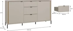 FORTE Sideboard »Forte Seravel Sideboard 160 cm, Kashmir Beige/Mauvella Eiche« B/H/T 158,8/87,2/41,5 viel Stauraum, Lamellenoptik
