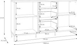 FORTE Sideboard »Forte Seravel Sideboard 160 cm, Kashmir Beige/Mauvella Eiche« B/H/T 158,8/87,2/41,5 viel Stauraum, Lamellenoptik