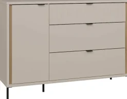 FORTE Sideboard »Forte Seravel Kommode 124 cm, Kashmir Beige/Mauvella Eiche« B/H/T 124,1/87,2/41,5 viel Stauraum, Lamellenoptik