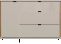 FORTE Sideboard »Forte Seravel Kommode 124 cm, Kashmir Beige/Mauvella Eiche« B/H/T 124,1/87,2/41,5 viel Stauraum, Lamellenoptik