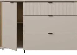 FORTE Sideboard »Forte Seravel Kommode 124 cm, Kashmir Beige/Mauvella Eiche« B/H/T 124,1/87,2/41,5 viel Stauraum, Lamellenoptik