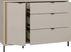 FORTE Sideboard »Forte Seravel Kommode 124 cm, Kashmir Beige/Mauvella Eiche« B/H/T 124,1/87,2/41,5 viel Stauraum, Lamellenoptik