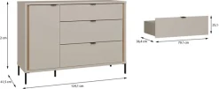 FORTE Sideboard »Forte Seravel Kommode 124 cm, Kashmir Beige/Mauvella Eiche« B/H/T 124,1/87,2/41,5 viel Stauraum, Lamellenoptik
