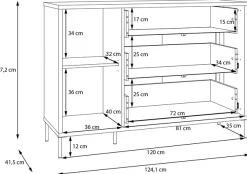 FORTE Sideboard »Forte Seravel Kommode 124 cm, Kashmir Beige/Mauvella Eiche« B/H/T 124,1/87,2/41,5 viel Stauraum, Lamellenoptik