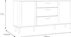 FORTE Sideboard »Lacetti« B/H/T 179,8/91,7/41,2 cm Echtholzfüße