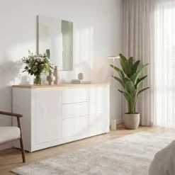 FORTE Sideboard »Sideboard 2T/3SK« B/H/T 181,1/89,8/41,6 cm, Front glänzend