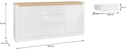 FORTE Sideboard »Sideboard 2T/3SK« B/H/T 181,1/89,8/41,6 cm, Front glänzend