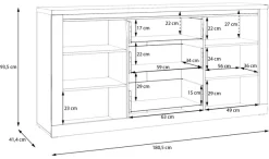 FORTE Sideboard »Sideboard 2T/3SK« B/H/T 181,1/89,8/41,6 cm, Front glänzend