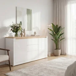 FORTE Sideboard »Sideboard 2T/3SK« B/H/T 181,1/89,8/41,6 cm, Front glänzend
