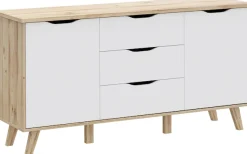 FORTE Sideboard »Vankka Anrichte« B/H/T 149,1/76,7/41,7 cm,Sideboard , ca. 150 cm breit, Türen, Schubkästen,Echtholzbeine