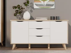 FORTE Sideboard »Vankka Anrichte« B/H/T 149,1/76,7/41,7 cm,Sideboard , ca. 150 cm breit, Türen, Schubkästen,Echtholzbeine