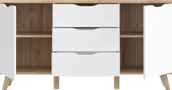 FORTE Sideboard »Vankka Anrichte« B/H/T 149,1/76,7/41,7 cm,Sideboard , ca. 150 cm breit, Türen, Schubkästen,Echtholzbeine