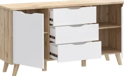 FORTE Sideboard »Vankka Anrichte« B/H/T 149,1/76,7/41,7 cm,Sideboard , ca. 150 cm breit, Türen, Schubkästen,Echtholzbeine