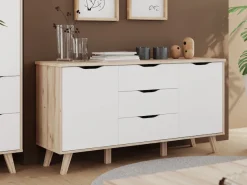 FORTE Sideboard »Vankka Anrichte« B/H/T 149,1/76,7/41,7 cm,Sideboard , ca. 150 cm breit, Türen, Schubkästen,Echtholzbeine