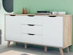 FORTE Sideboard »Vankka Anrichte« B/H/T 149,1/76,7/41,7 cm,Sideboard , ca. 150 cm breit, Türen, Schubkästen,Echtholzbeine