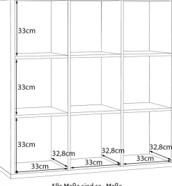 FORTE Standregal »Mauro« Fachgröße 33x33cm, 4 Fächer
