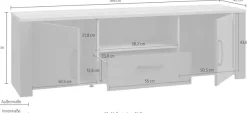 FORTE TV-Board »Bohol TV-Schrank, Stauraum, 2 farbiges Dekor, landhaus« B/H/T 166,1/51,8/42cm, 2 Türen, 1 SK