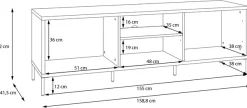 FORTE TV-Board »Forte Seravel TV Schrank 160, Elegantes Lowboard, Beleuchtung optional« B/H/T 158,8/52/41,5 offener Stauraum
