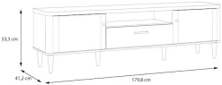 FORTE TV-Board »Lacetti« B/H/T 179,8/53,3/41,2 cm Echtholzfüße