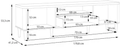 FORTE TV-Board »Lacetti« B/H/T 179,8/53,3/41,2 cm Echtholzfüße